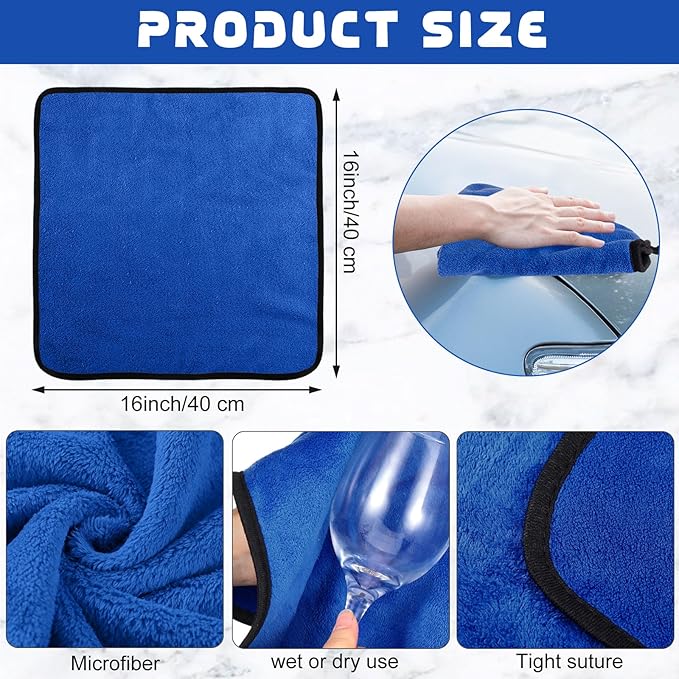 Tallew 60 Pcs Microfiber Towels 16 Inch x 16 Inch Microfiber Cloth Car Drying - Image 2
