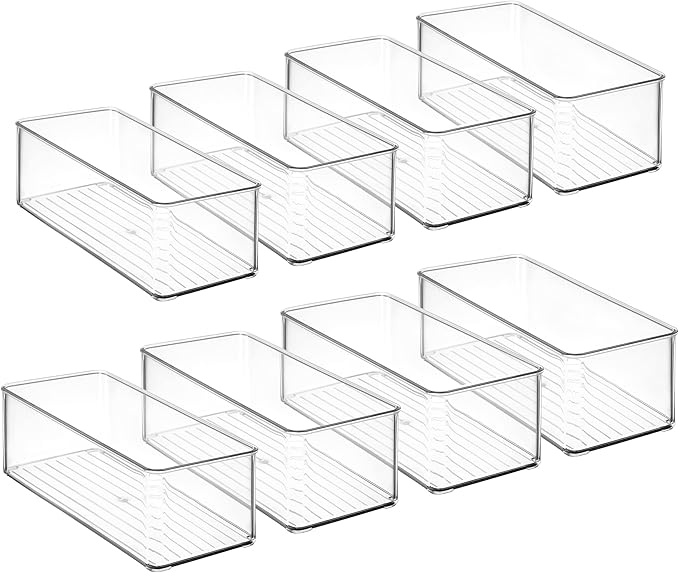 Hudgan 8 Pack Clear Plastic Drawer Organizers Set, Stackable Deep Drawer - Image 2
