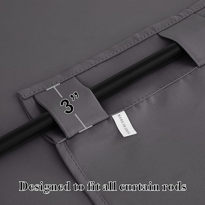 RYB HOME Blackout Grey Curtains - Image 2