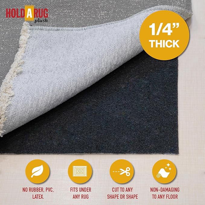 Hold-a-Rug Plush 10' Round Nonskid, Nonslip Rug Pad, Reversible Gripper - Image 2