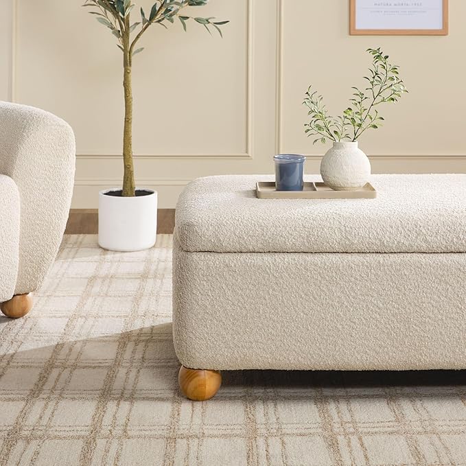 Walker Edison Linley Contemporary Large Storage Bouclé Ottoman - Image 7