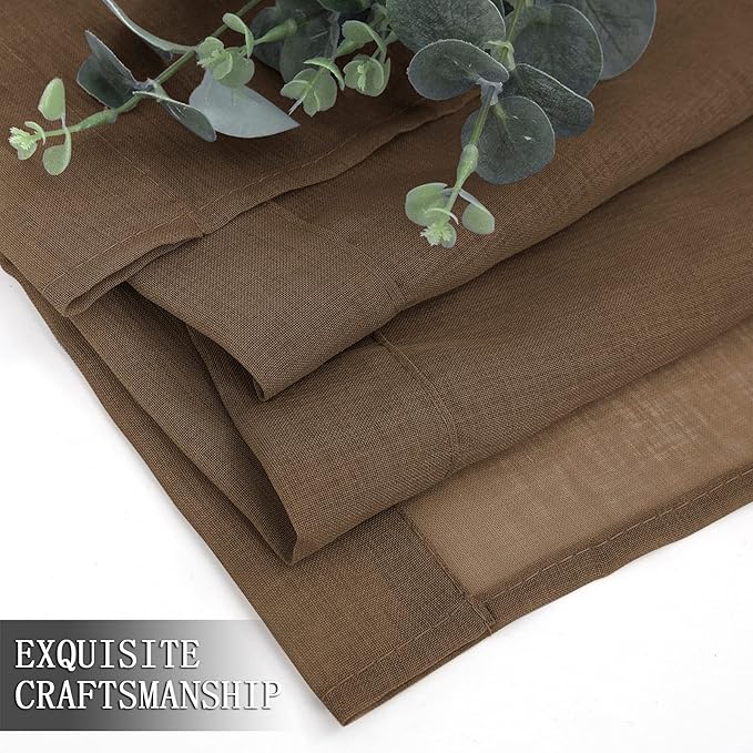 Tollpiz Sheer Curtains Bedroom Linen Textured Curtain Sheers Light Filtering - Image 7