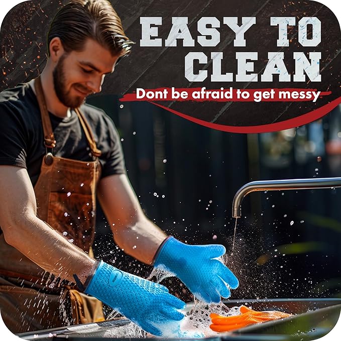 KITCHEN PERFECTION S Silicone Smoker Oven Gloves -Extreme Heat Resistant BBQ - Image 7