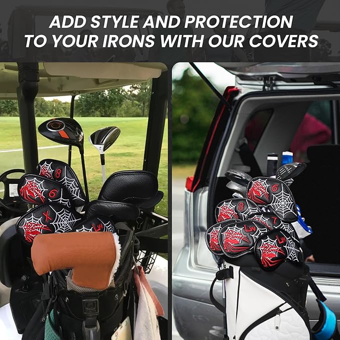 FINGER TEN Premium Synthetic Leather Stylish Iron & Wedge Golf Head Covers - Image 7