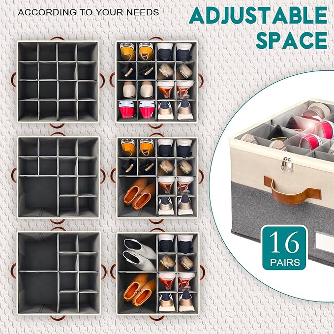Shoe Organizer for Closet, Foldable Shoe Storage Bins - Image 4