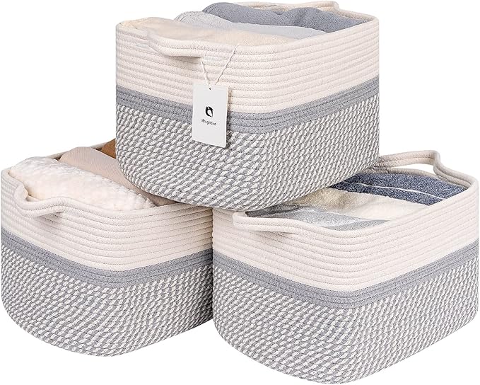 Medium and Large Woven Basket//With Handle, Used by Laughbird