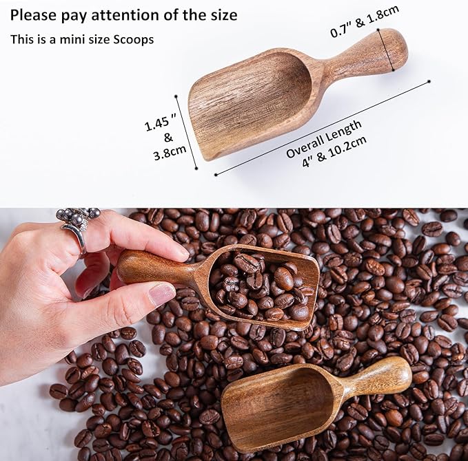 Wooden Scoop for Canisters 6PCS Acacia Wood Scoops for Jars Measuring Spoons - Image 2