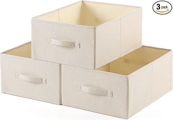 Linen Folding Storage Bins, 3 Pack Large Storage Baskets, Clothing Storage Bins by Unknown