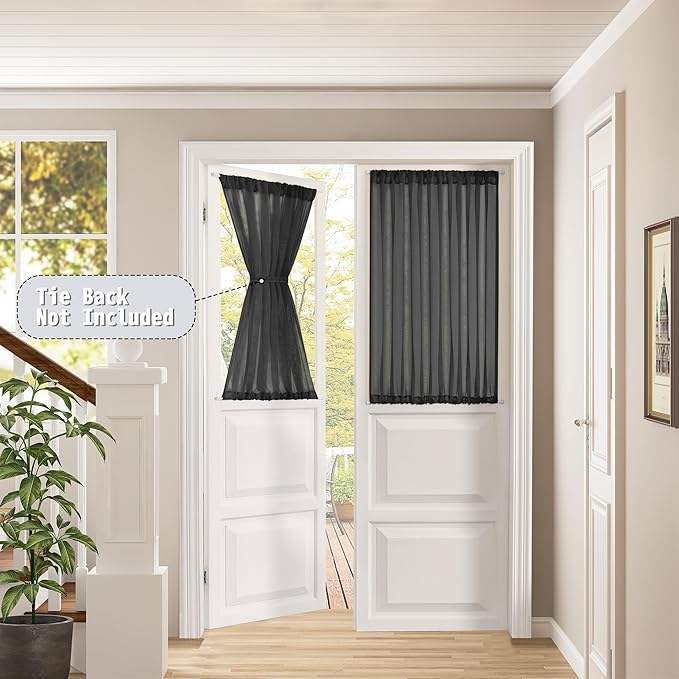 Tollpiz Sheer Linen Textured Curtain Sheers Doorway Light Filtering Voile - Image 2
