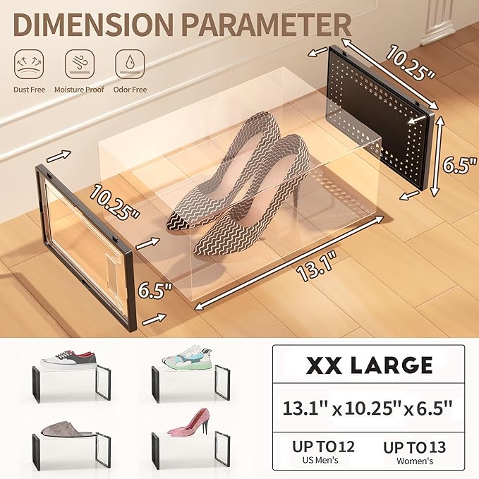 12 Pack XX Large Shoe Organizer Storage Boxes - Image 6