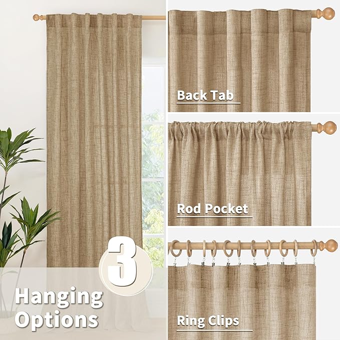 YoungsTex Toffee Linen Curtains 63 Inch Length - Image 6