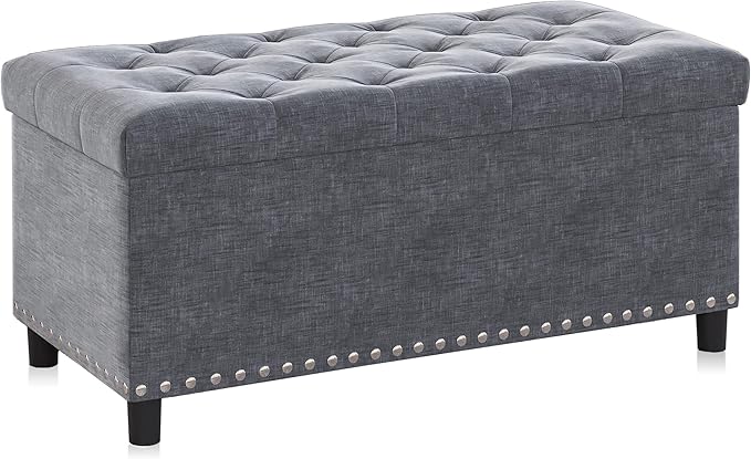 BELLEZE 35" Tufted Ottoman, Storage Bench - Image 6