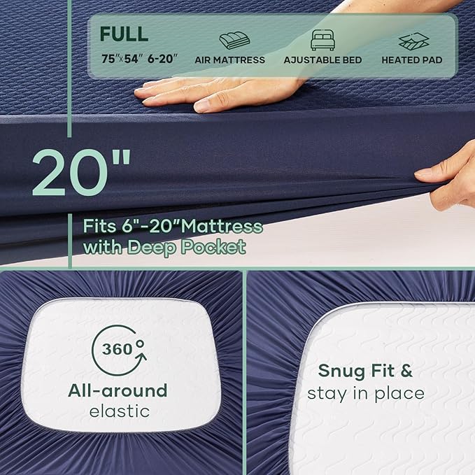 OhGeni 100% Waterproof Mattress Protector, Full Size Mattress Pad, Fits 6"-20" - Image 2