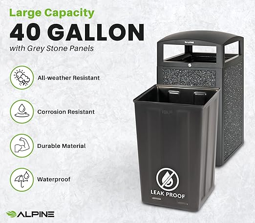Alpine Outdoor Commercial Trash Can - Image 6