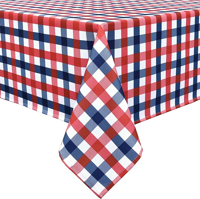 4th of July Checkered Tablecloth Fabric - Image 2