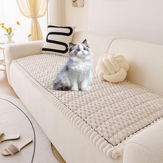 OTOB Couch Covers for 3 Cushion Sofa Pet Friendly, All Seasons Non Slip Plush by OTOB
