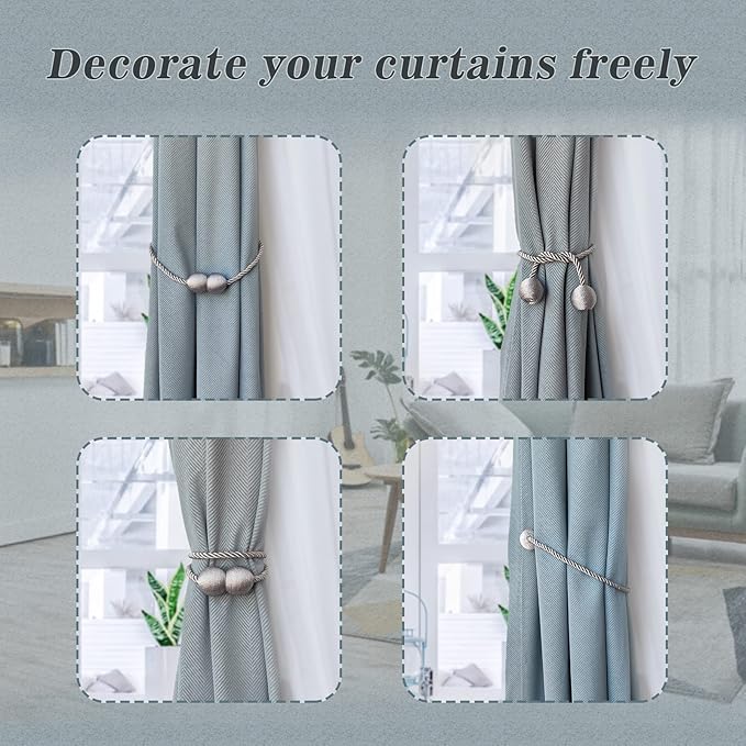 Hion Magnetic Curtain Tiebacks Golden 2pcs, Curtain Tiebacks Buckles Holdbacks - Image 4