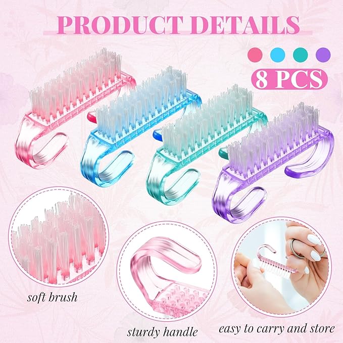 Patelai 12 Pcs Handle Grip Nail Brush Bulk Colorful Nail Scrubber Fingernail - Image 4