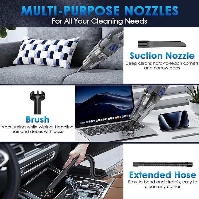Handheld Vacuum Cordless, 15000PA Strong Suction Hand Held Car Vacuum Cleaner - Image 3