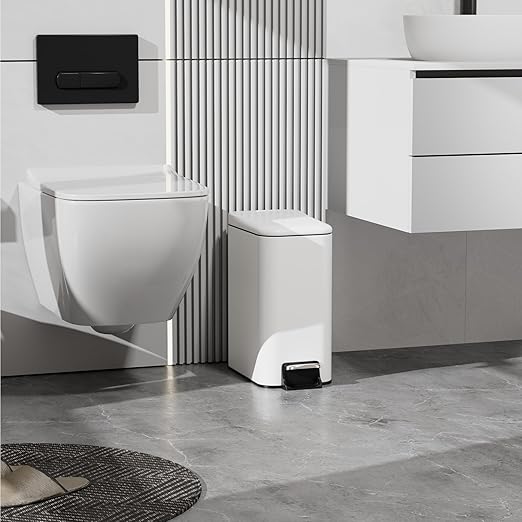 Small Trash Can with Lid Soft-Close, 6 L/1.6 Gal Bathroom Garbage Can with - Image 3
