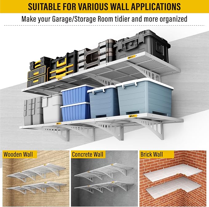 4Pack 2x3ft Adjustable Metal Garage Wall Shelving Heavy Duty Garage Storage - Image 6
