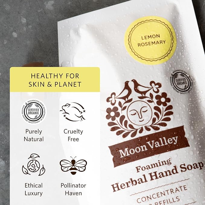 Moon Valley Foaming Hand Soap Refill Pouch, Two-Pack Lemon Rosemary Soap - Image 5