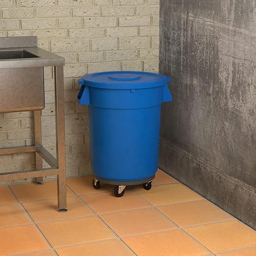 32 Gallon Blue Round Commercial Trash Can - Image 4