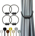 Hion Magnetic Curtain Tiebacks 4 Pack, Nickel-plated Metal and Polyester by Hion