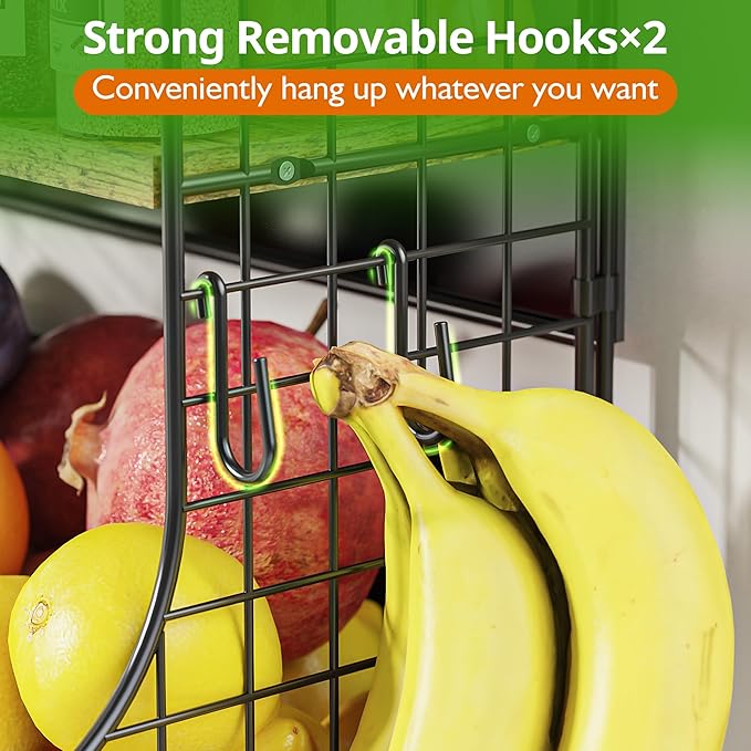 Magnetic Shelf for Fridge with Wood Lid, Fruit Potato and Onion Storage Bins - Image 6