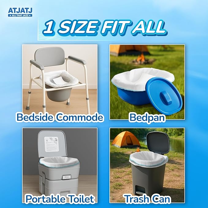 60 Packs Commode Liners With 60 Absorbent Pads, Leak-Proof Disposable Toilet - Image 7
