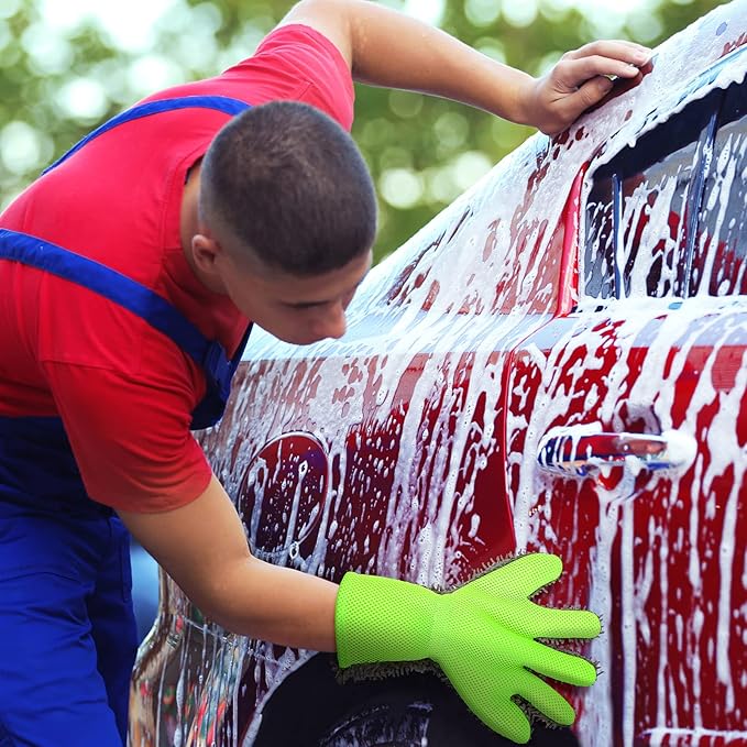 Ferraycle 2 Packs Car Wash Mitt 5 Finger Microfiber Wash Mitts Auto Car Dusting - Image 2