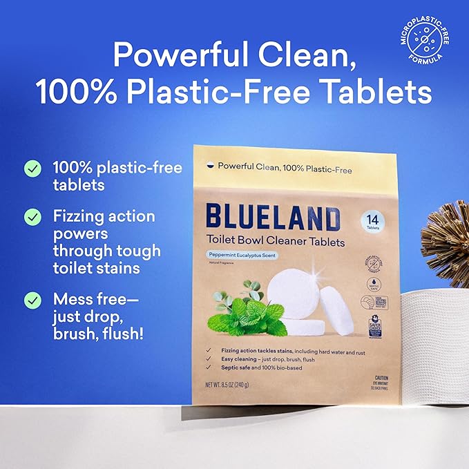 BLUELAND Toilet Bowl Cleaner Tablets, Starter Set, Peppermint Eucalyptus - Image 2