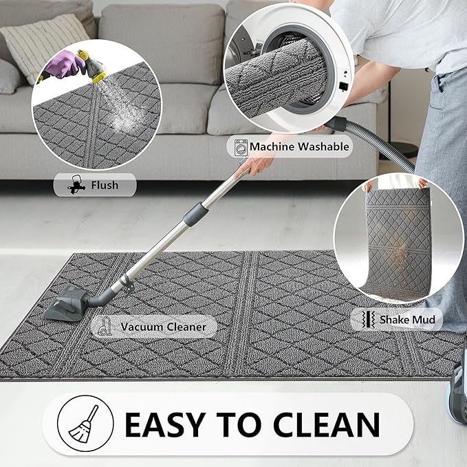 REFETONE Indoor Doormat, Front Back Door Mat 24"x36" Absorbent Rubber Backing - Image 6
