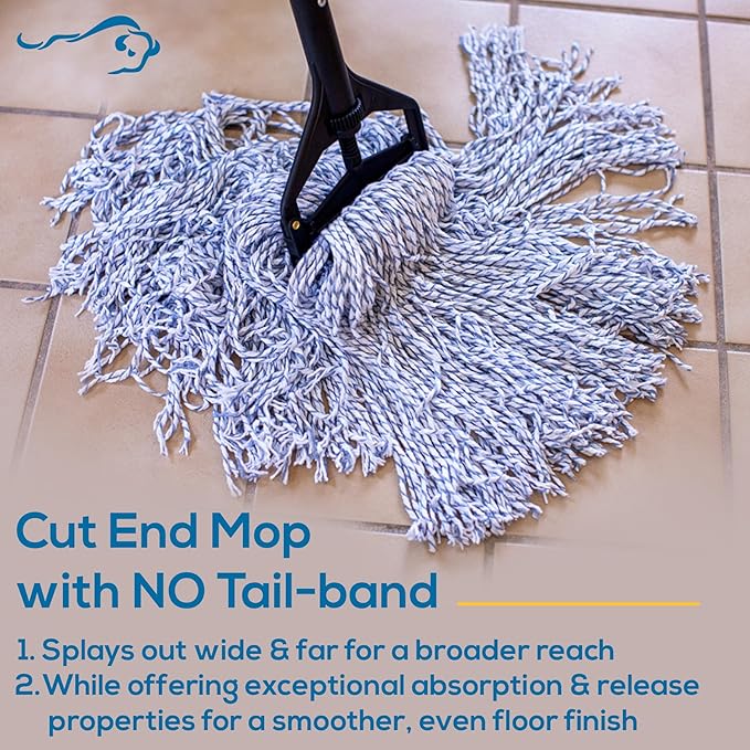 KLEEN Handler Cut End Finish Mop | 1.25" Universal Headband Maximum Absorption - Image 3