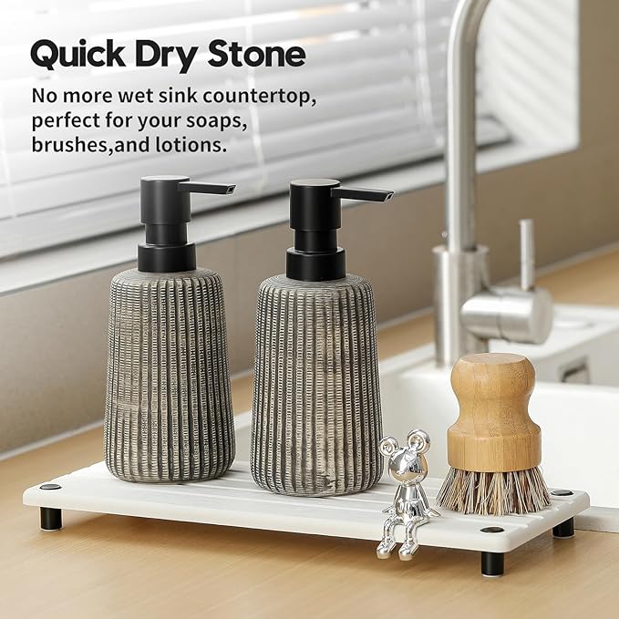 Instant Dry Sink Caddy Kitchen Sink Organizer, Quick Drying Stone Tray - Image 2