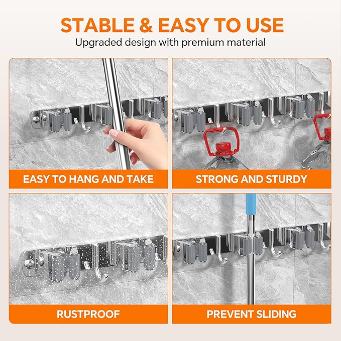5 Grippers Broom Holder Wall Mount - Image 4