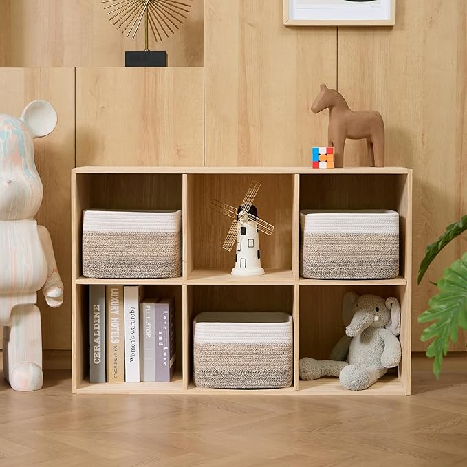 Small Organizing Baskets for Cubes Shelf, 9.7x9.7x7.1 Inch Rope Woven Storage - Image 3