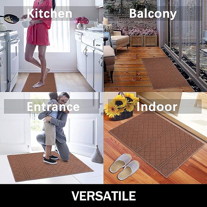 REFETONE Indoor Doormat, Front Back Door Mat 16"x24" Absorbent Rubber Backing - Image 5