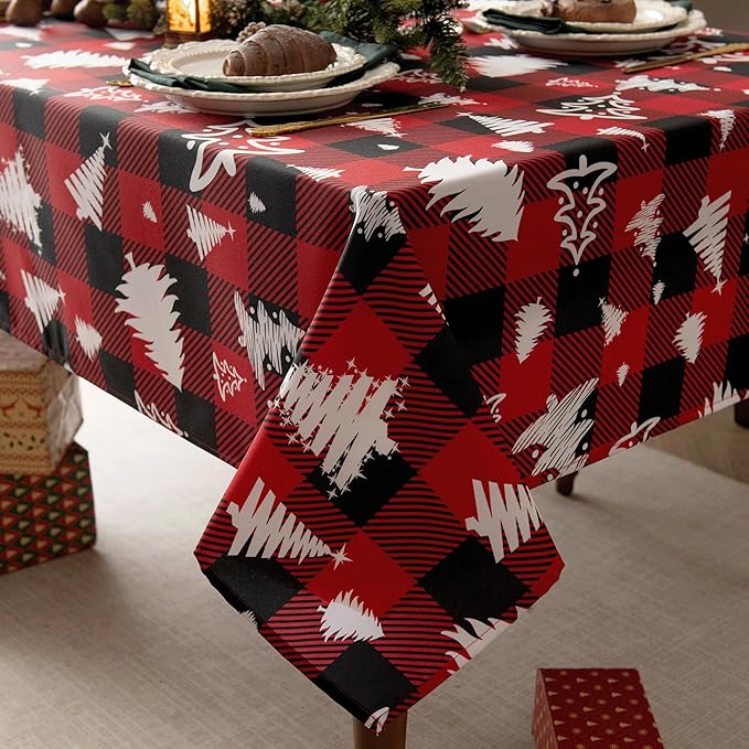 Waterproof Christmas Tree Tablecloth Fabric by Essifunia