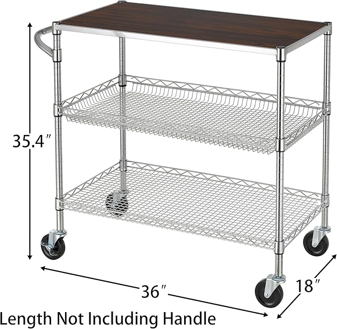 Finnhomy 3 Tier Heavy Duty Commercial Grade Utility Cart - Image 4