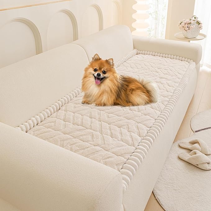 OTOB Plush Couch Cover for Dogs Washable, Non Slip Fuzzy Soft Armrest Backrest by OTOB