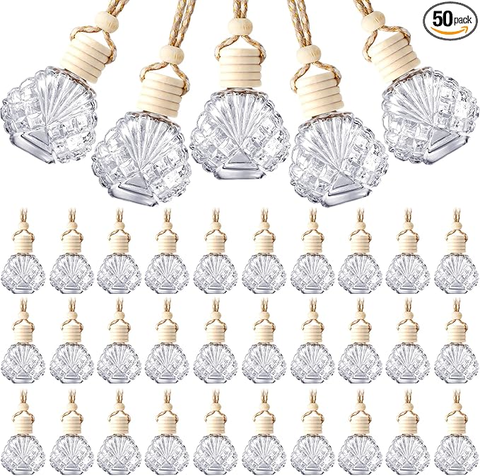 BBTO 50 Pcs Hanging Car Air Freshener Car Diffuser Bottles Empty Glass Perfume by BBTO