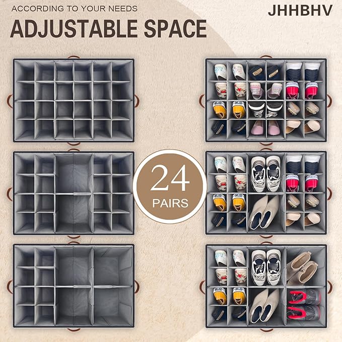 1 Pack Shoe Organizer for Closet, Adjustable Shoe Box Storage Containers - Image 2