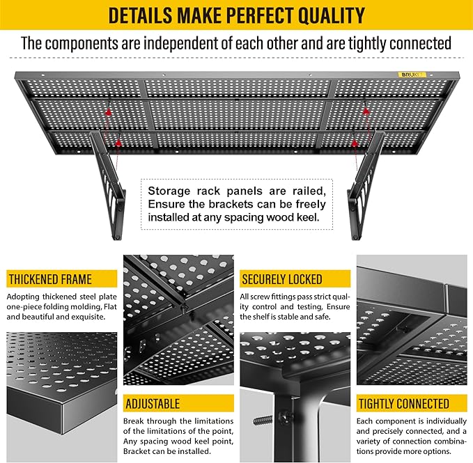 2Pack 1.64x4ft Adjustable Metal Garage Wall Shelving Heavy Duty Garage Storage - Image 5