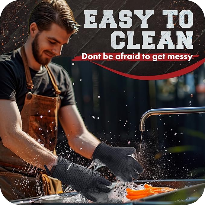 KITCHEN PERFECTION S Silicone Smoker Oven Gloves -Extreme Heat Resistant BBQ - Image 7