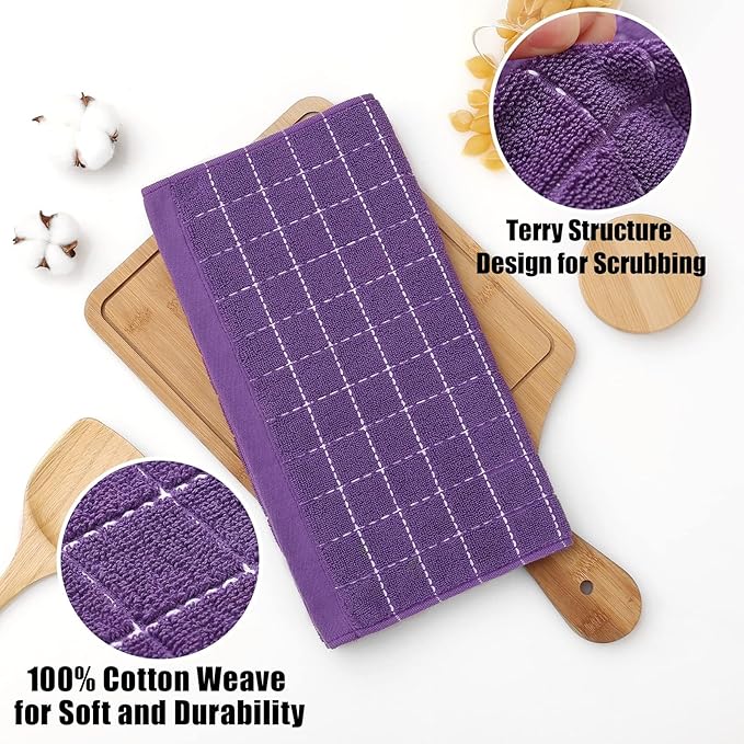 Homaxy 100% Cotton Terry Kitchen Dish Cloths, Ultra Soft and Absorbent Dish - Image 2