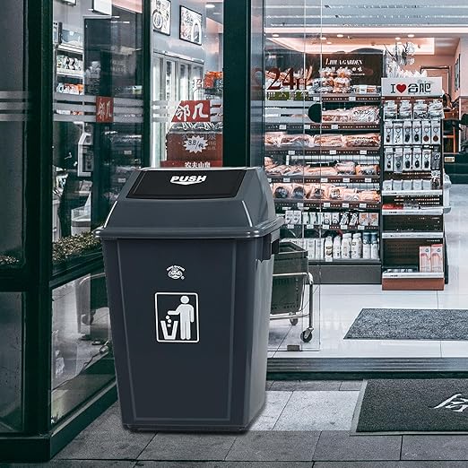 4 Packs 13 Gallon Commercial Heavy-Duty Trash/Garbage Can, Swing Lid Waste - Image 4