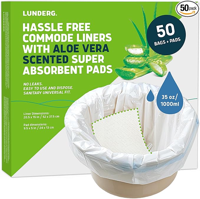 Lunderg Commode Liners with Absorbent Pads by LUNDERG
