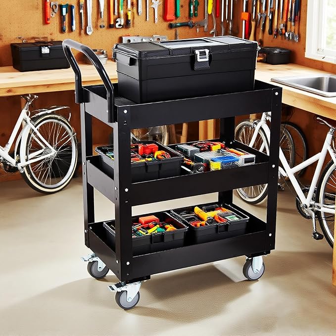 3 Tray 29.3 inch Tool Cart, self Assembly, 300 LBS Capacity Rolling Tool Carts - Image 8