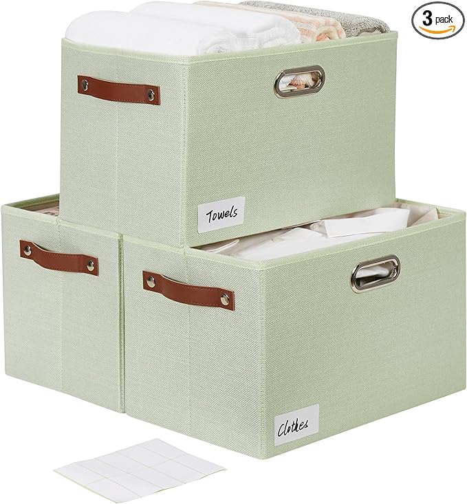 Large 3-Pack Foldable Fabric Storage Bins by Bagnizer